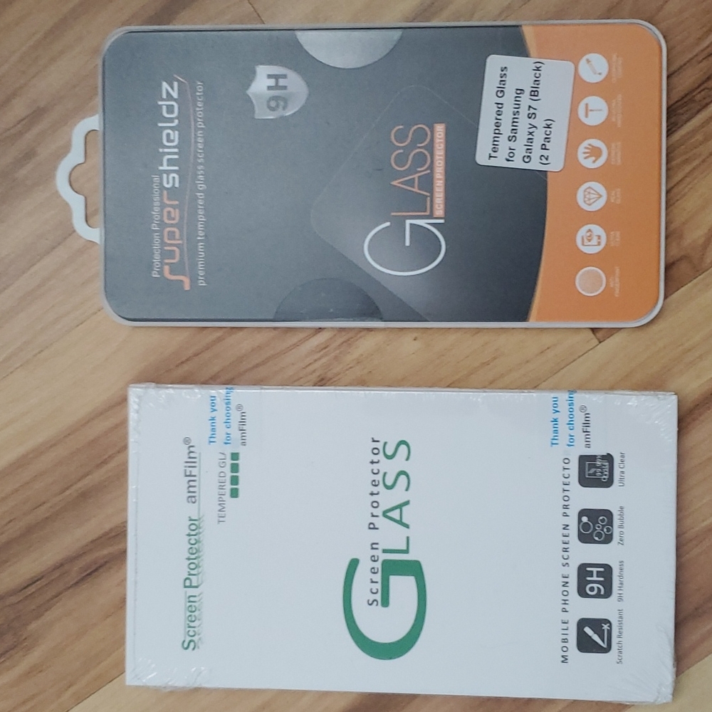 NEW Screen Protecor amFilm & SuperShieldz Galaxy S7 (black) Tempered Glass
